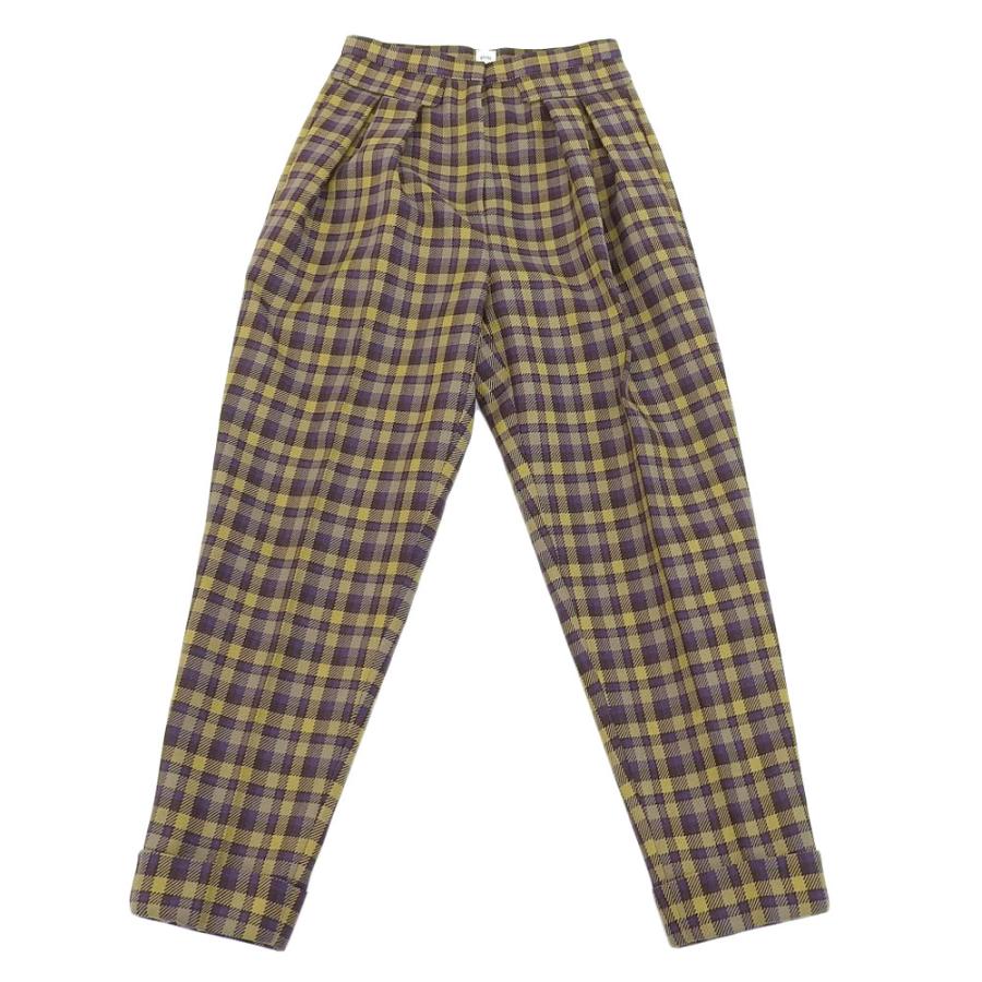 超美品 エリン ELIN 2020年商品 チェッククロップドパンツ テーパード