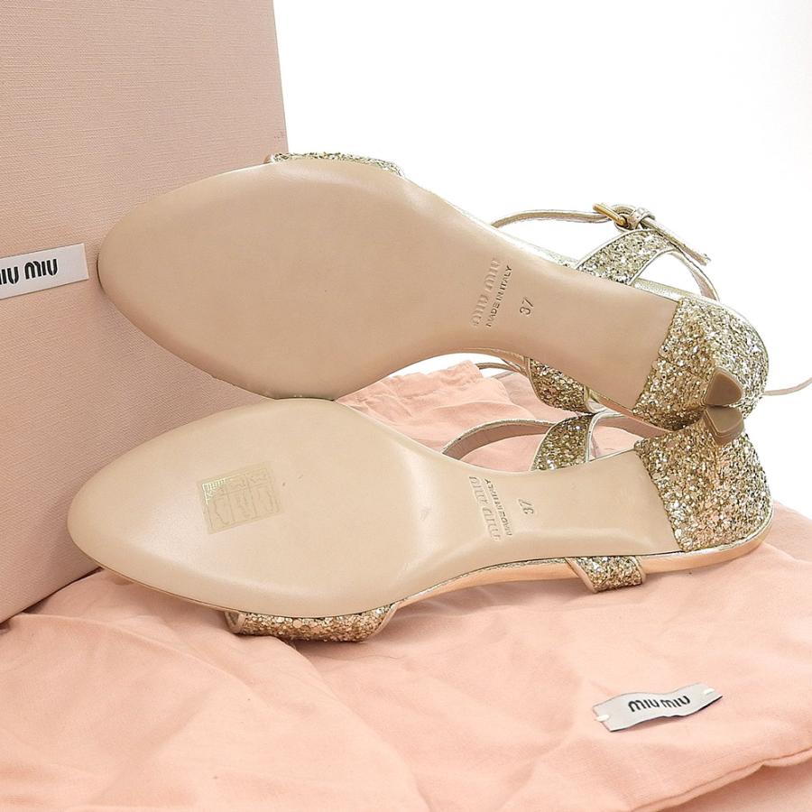 未使用 ミュウミュウ miumiu 箱付 現行ロゴ ゴールド グリッター 