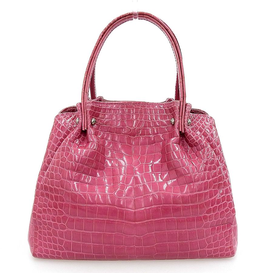 美品 グリーガル GREGAL シャイニーピンク リアル クロコダイル 3  