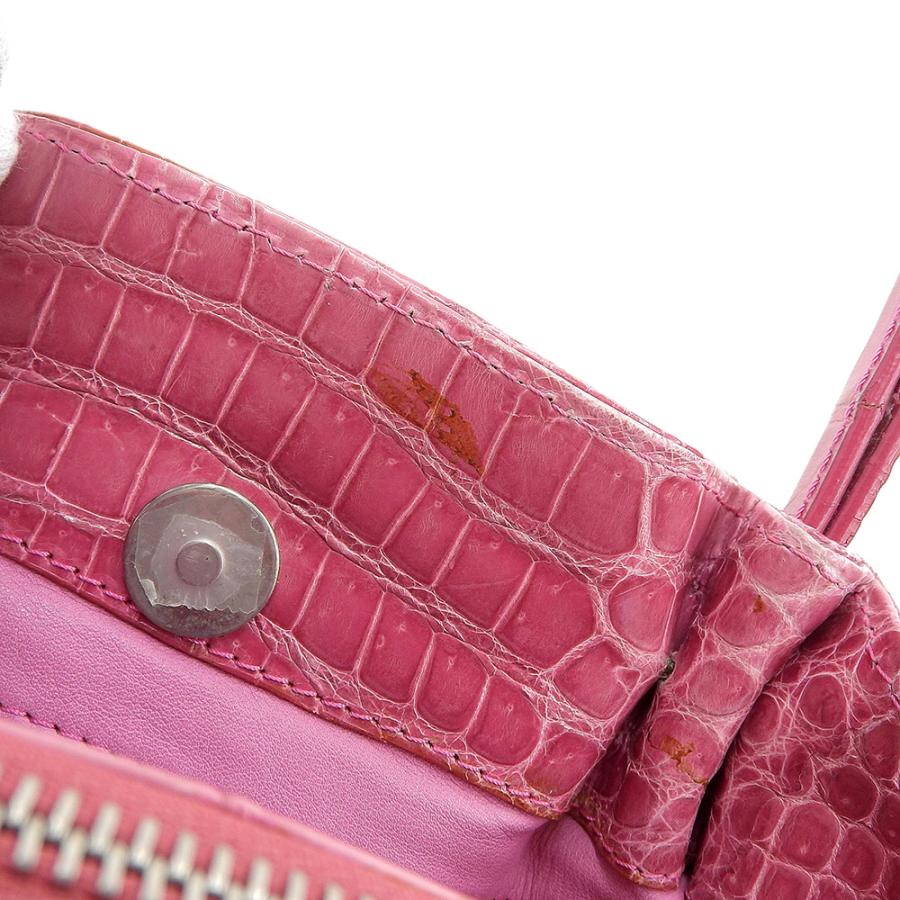 美品 グリーガル GREGAL シャイニーピンク リアル クロコダイル 3 