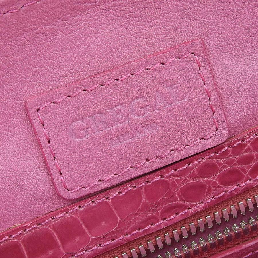 美品 グリーガル GREGAL シャイニーピンク リアル クロコダイル 3 