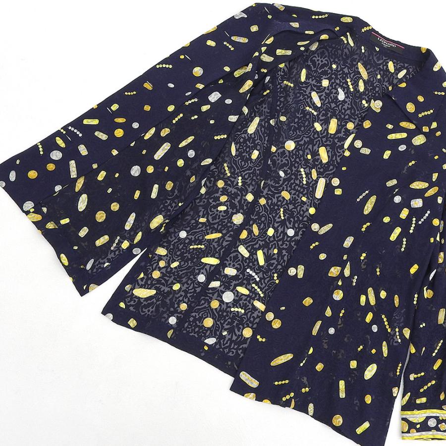 超美品 レオナール LEONARD 現行タグ シアー素材 シルク×レーヨン 宝石