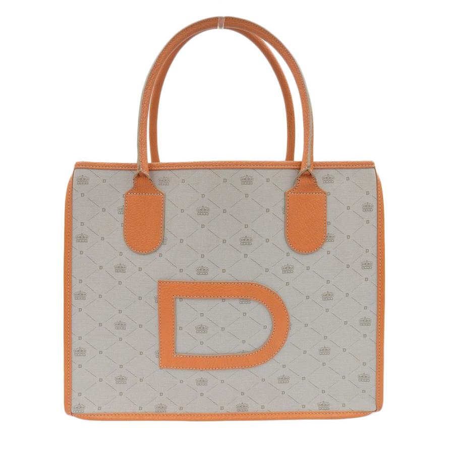 良品 デルボー DELVAUX 現行ロゴ Dロゴ刺繍 キャンバス トートバッグ 