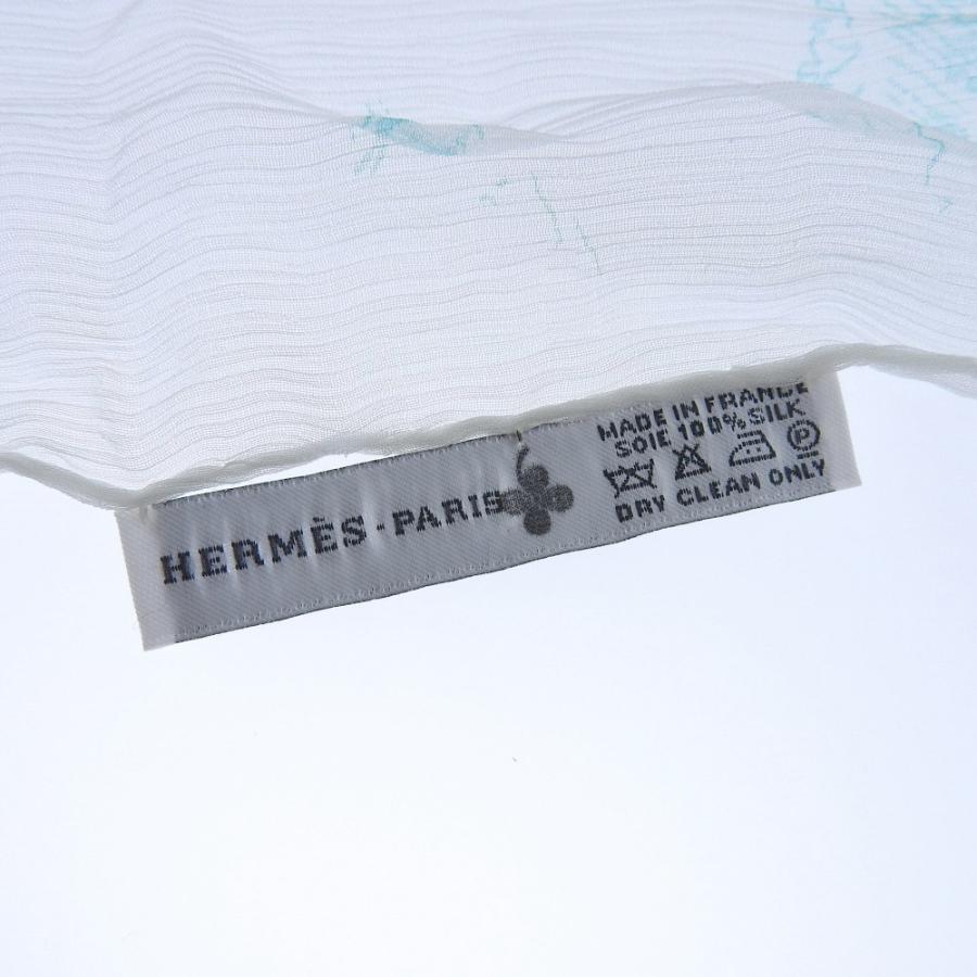 超美品 エルメス HERMES 現行タグ シルクモスリン フリンジ付き