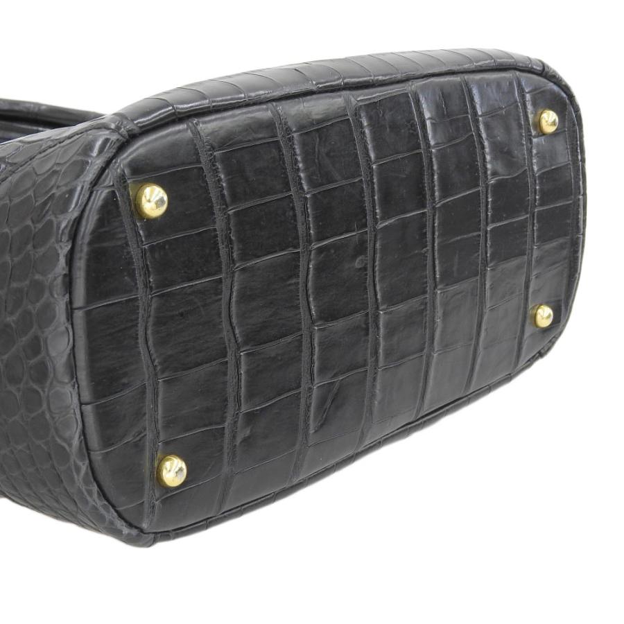 【美品】DALVANI ダルヴァーニ　ダークブルー クロコダイルハンドバッグ 美品 ダルヴァーニ DALUVANI ヴィンテージ マットクロコ Dロゴチャーム