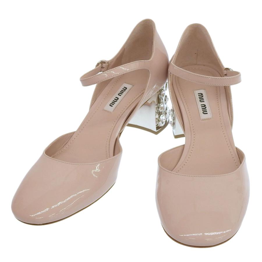 未使用 ミュウミュウ miumiu 箱付 2019年商品 5I966C ラインストーン ヒール ラウンドトゥ パテントレザー パンプス 38 24cm 定価158400円 :276801:WithTrading 通販 美品 MIU MIU エナメル ラインストーン スクエアトゥ パンプス