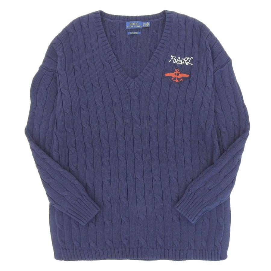 LAUREN RALPH LAUREN ロゴ刺繍ワッペン ニット 黒 M相当 POLO RALPH LAUREN（ポロ・ラルフローレン） 超美品 ポロ ラルフ