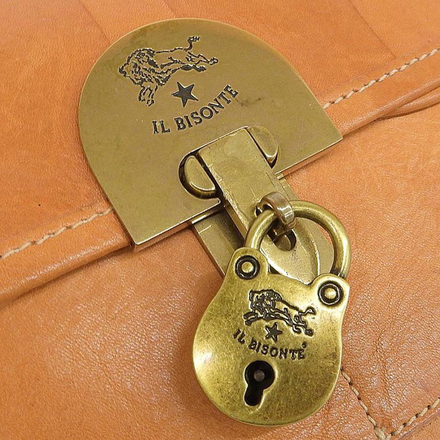 美品 イルビゾンテ IL BISONTE 現行ロゴ カデナ付き レザー ショルダー