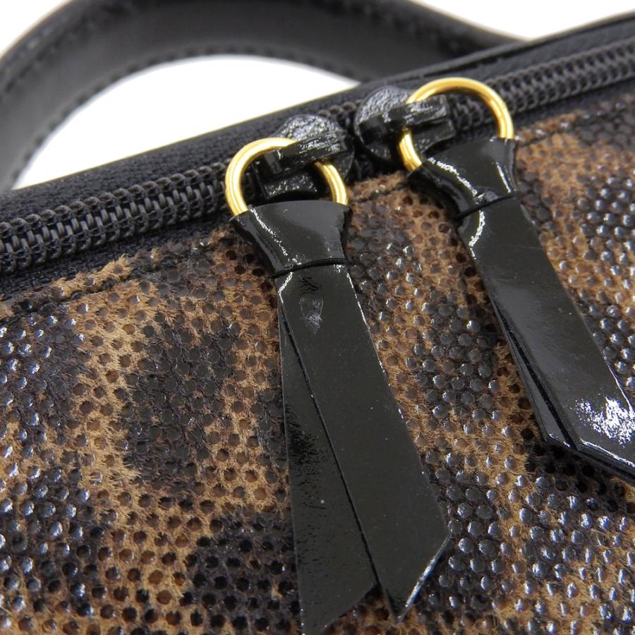 超美品 ロエベ LOEWE 現行ロゴ パテント レザー レオパード PVC 