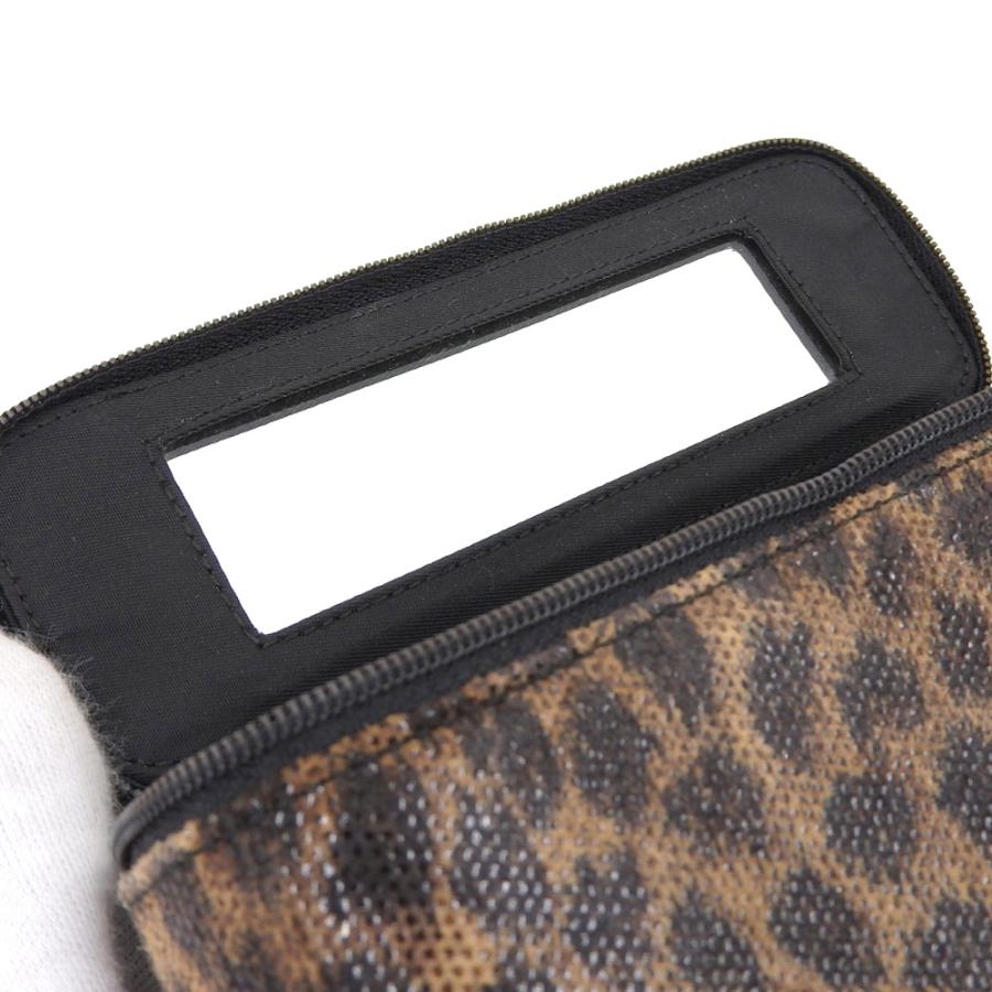 超美品 ロエベ LOEWE 現行ロゴ パテント レザー レオパード PVC 