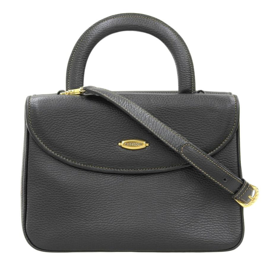 超美品 ア テストーニ a.testoni 現行ロゴ レザー 2way