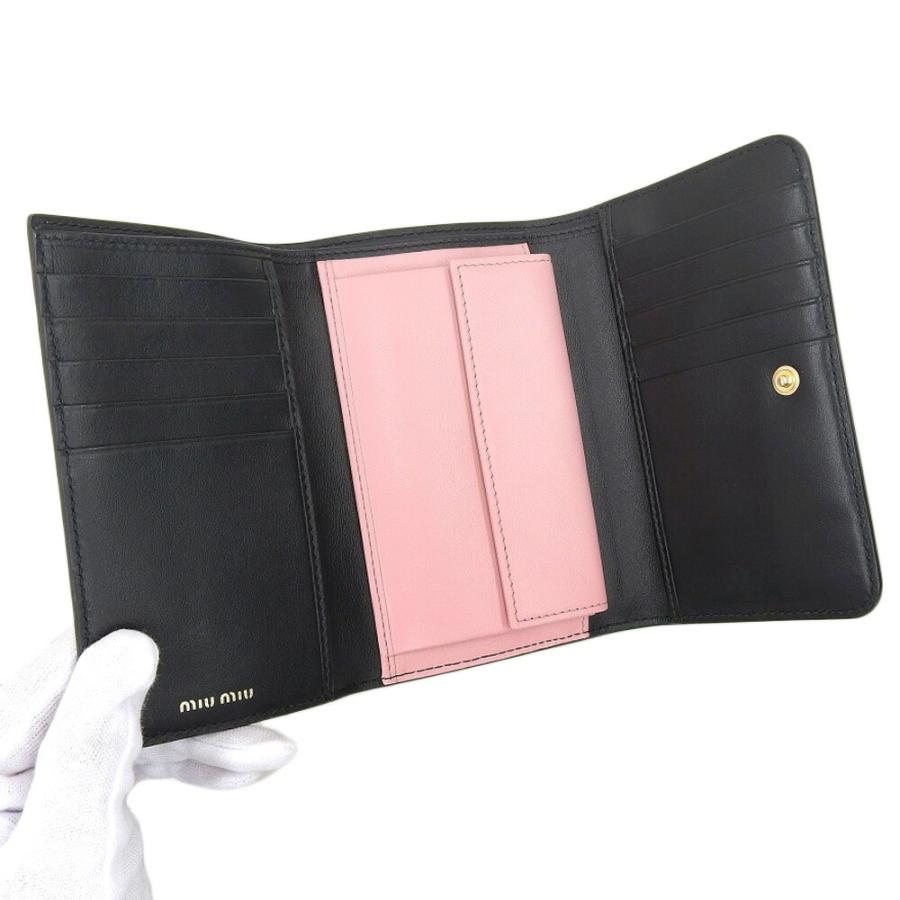 miu 超美品 ミュウミュウ miumiu 現行ロゴ ピンクリボン レザー ミドル 