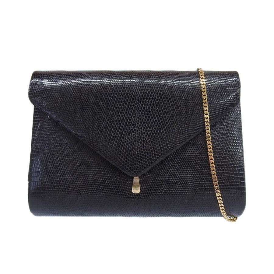 Launer London ヴィンテージ 配送 クラッチバッグ 王室黒 型押しレザー