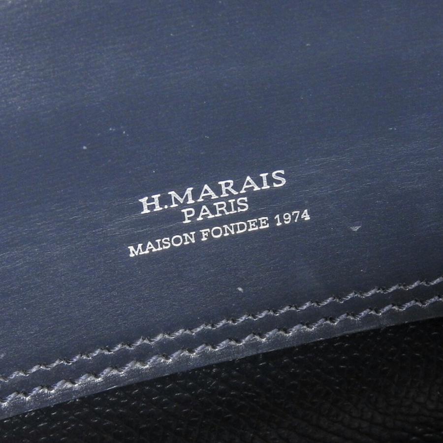 美品 アッシュマレ H.MARAIS パンチングHロゴ ボックスカーフ レザー