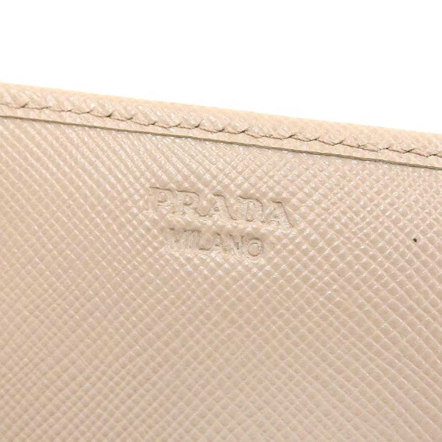 美品 プラダ PRADA サフィアーノ レザー ロング ウォレット 二つ折り 長財布 小銭入 カード ベージュ GLDロゴ レディース メンズ オフィス｜brandgoen｜10