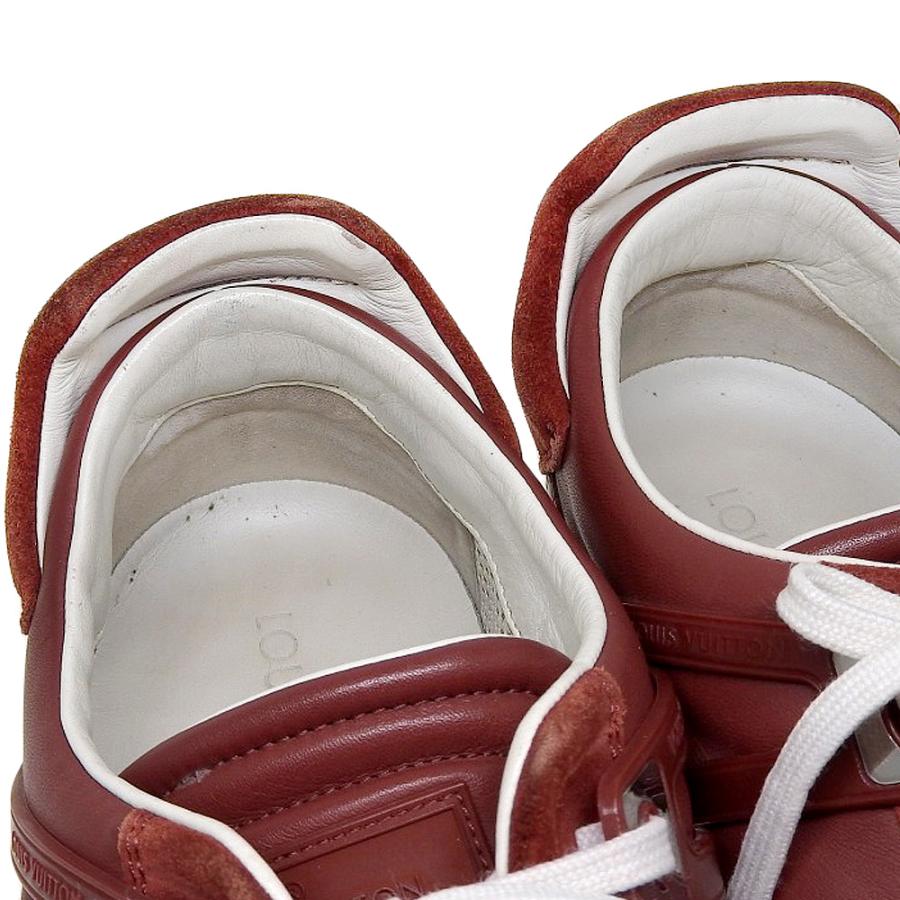 VUITTON 美品 27.5 スエード レザー メンズ スニーカー ロゴ 美品 ルイヴィトン LOUIS VUITTON 現行ロゴ カーフレザー × スエード