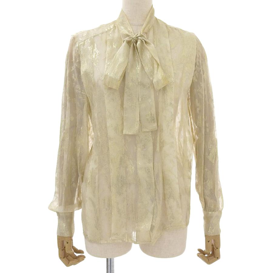 超美品 シャネル 90年代ヴィンテージ シルク × ラメ ボタニカル