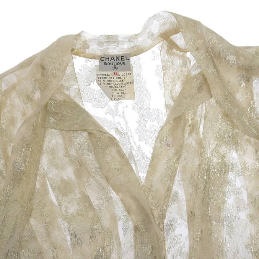 超美品 シャネル 90年代ヴィンテージ シルク × ラメ ボタニカル柄