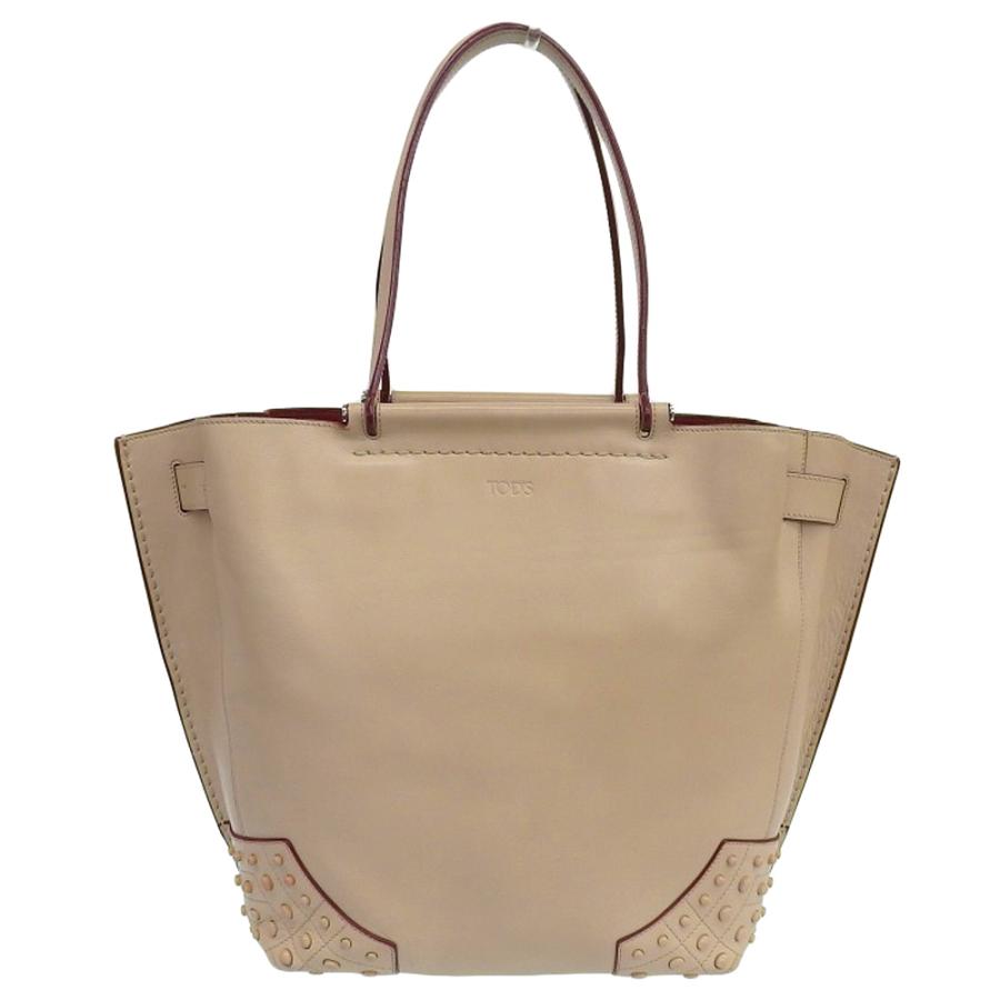 美品 トッズ 2017年 WAVE SHOPPING TOTE ウェーブ レザー ショルダー