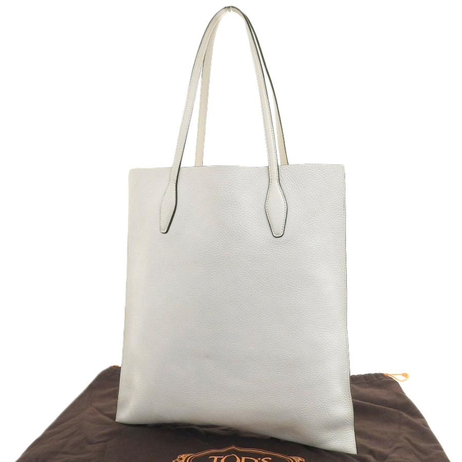 超美品 トッズ ホワイト シュリンク レザー パッチポケット ショルダー 