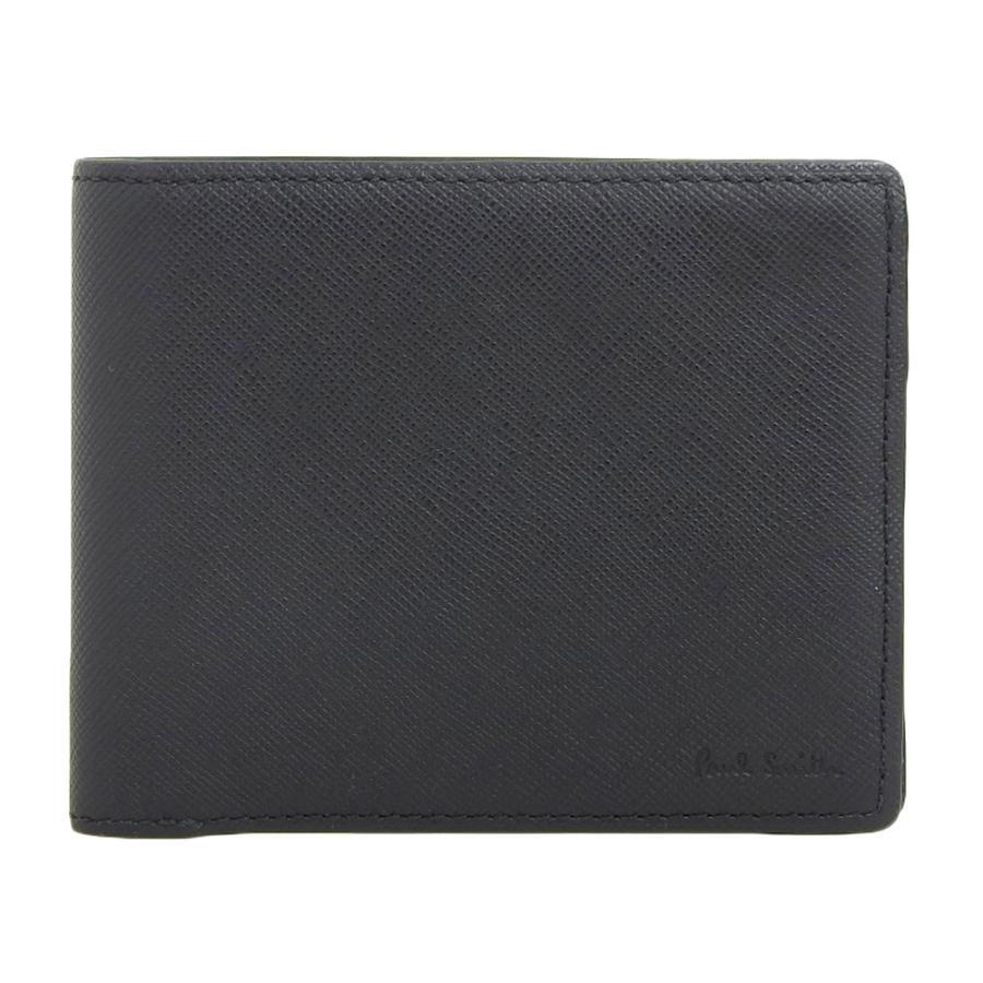超美品 ポールスミス Paul Smith 2022年 M1A4833 HMINST ミニコラージュ ミニクーパー レザー ウォレット 二つ折り財布 小銭 黒 マルチストライプ Paul Smith（ポール・スミス） 超美品 2022年 M1A4833 HMINST ミニ