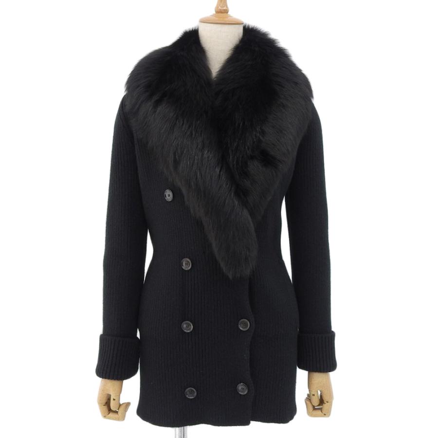 レア品！！GUCCI グッチ　カシミア混　チェスターコート（ベルト付）　黒 GUCCI（グッチ） 超美品 黒タグ 肉厚 カシミア100% 襟フォックスファー