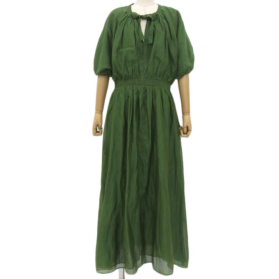 マックスマーラ白タグリネンマキシ丈アシンメトリーベルトシャツワンピ