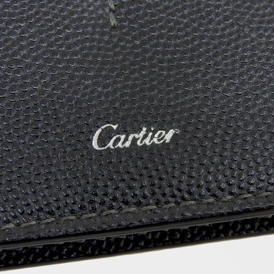 Cartier 二つ折り 長財布 サントス 黒 レザー メンズ ブラック 箱付き