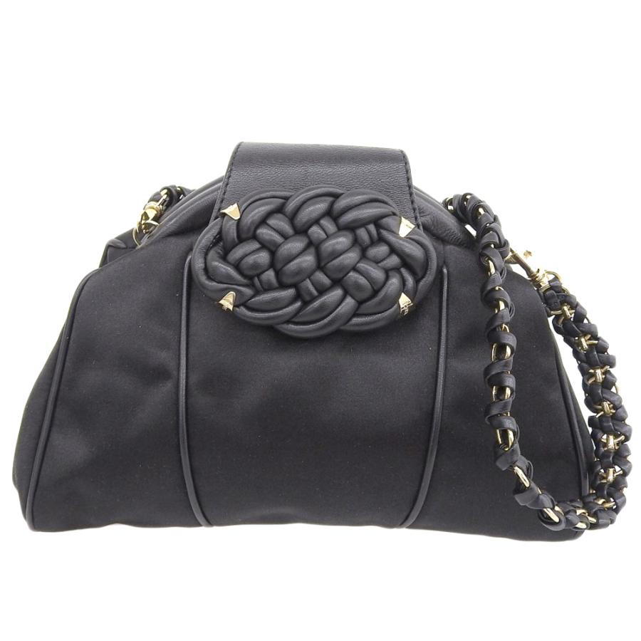 ヴェルサーチ 黒 ハンドバッグ シルバーチェーン GIANNI VERSACE 超美品 ジャンニヴェルサーチ Gianni Versace Y2K