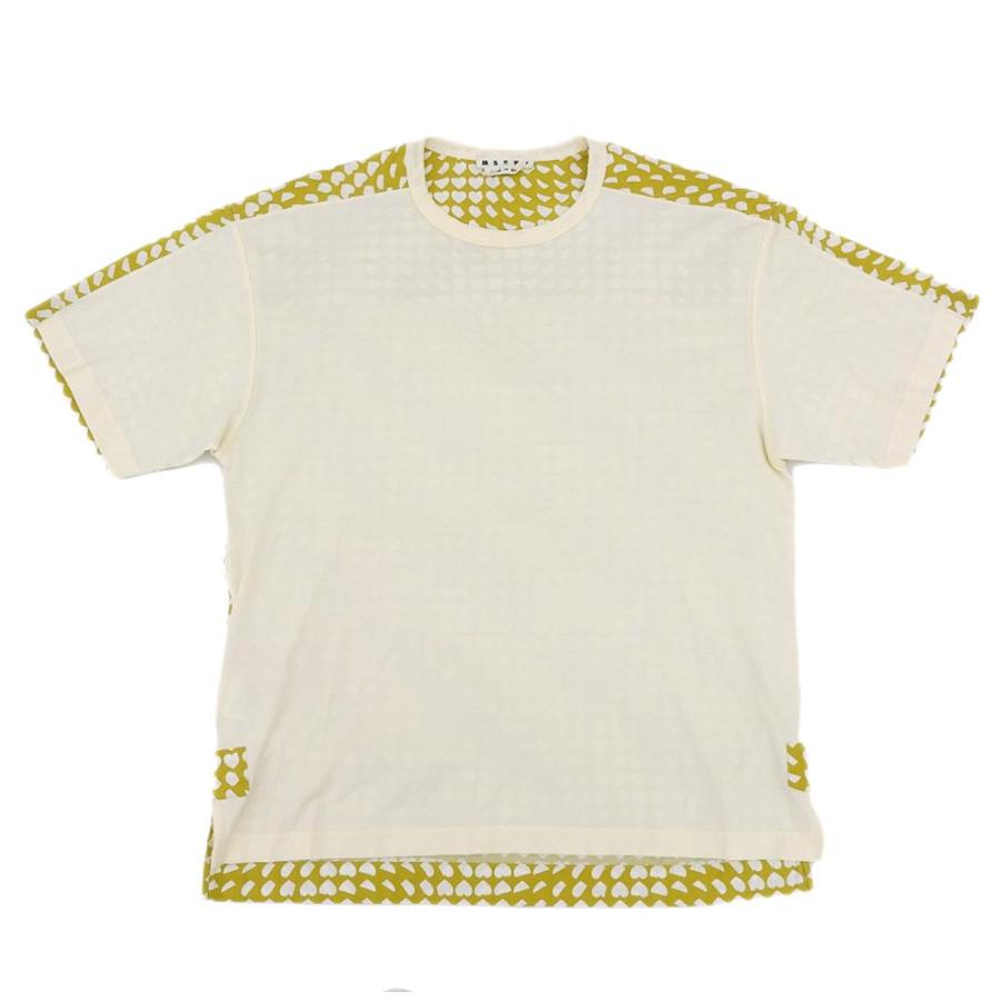 超美品 マルニ MARNI 2020年商品 HUM0009Q0 モノグラム ハート 切替 クルーネック カットソーシャツ Tシャツ 44 マスタード レア レディース MARNI（マルニ） 超美品 MARNI 2020年商品 HUM0009Q0 モノグラム