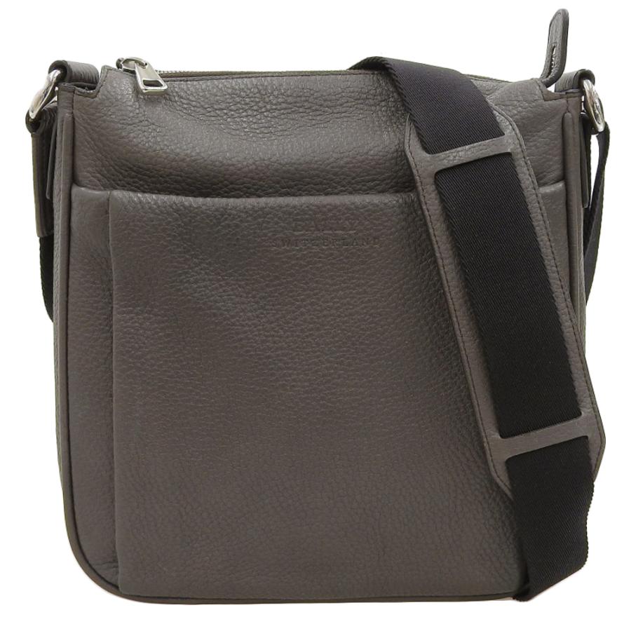 美品 バリー BALLY 現行タグ 高級 グレインレザー 2way ショルダー メッセンジャー クロスボディバッグ ダークグレー メンズ 旅 ゴルフ Bally（バリー） 美品 現行タグ 高級 グレインレザー 2way ショルダー