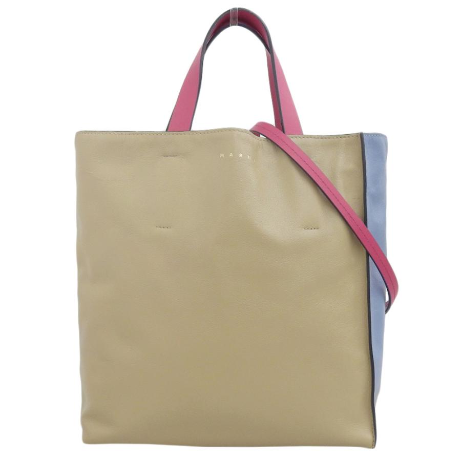 美品 MARNI Museo 2WAY バッグ マルニ ロゴ レザー タグ付
