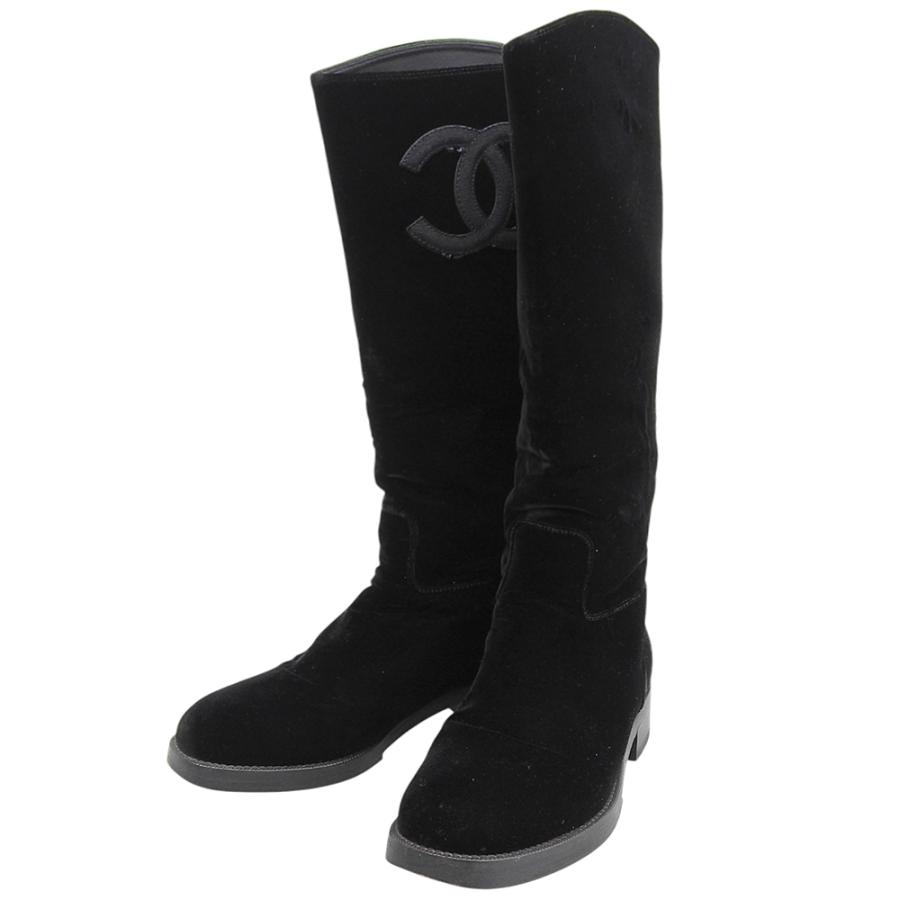 CHANEL（シャネル） 美品 デカココマーク ベルベット ロングブーツ 