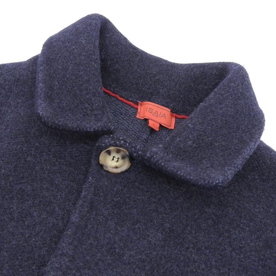 超美品 イザイア ISAIA 肉厚ウール シングル ステンカラーコート L