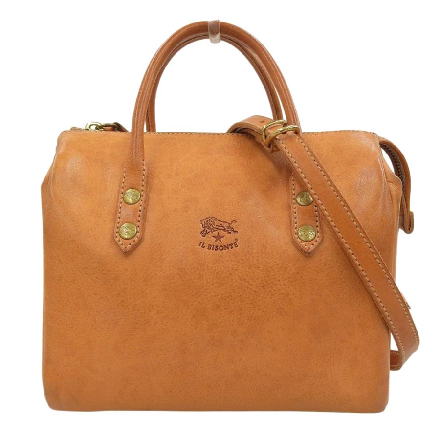 美品 イルビゾンテ IL BISONTE 現行販売商品 レザー ミニボストン型 ショルダー ハンドバッグ 定価82500円 ヌメ革 IL BISONTE（イルビゾンテ） 美品 現行販売商品 レザー ミニボストン型