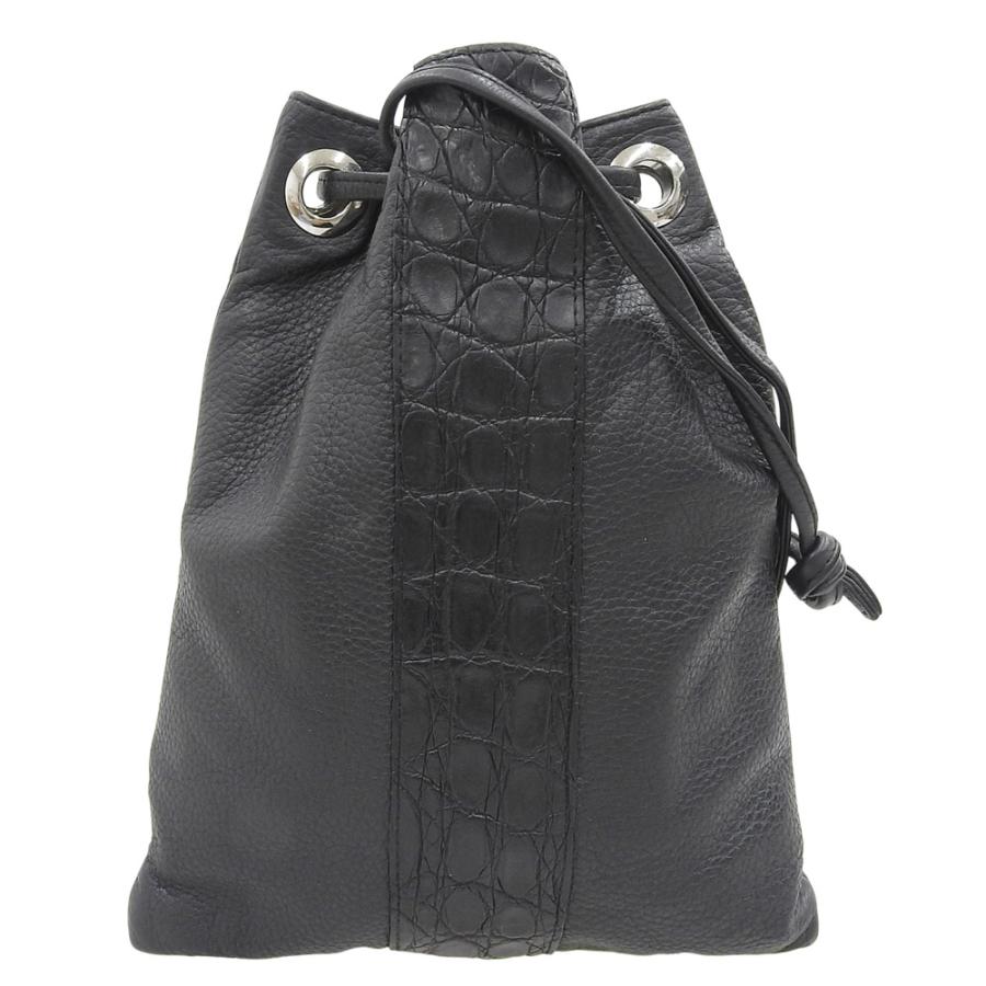 【極美品】バーニーズニューヨーク イントレチャート 巾着 　バッグ 本革 BARNEYS NEWYORK（バーニーズニューヨーク） 美品 シュリンクレザー