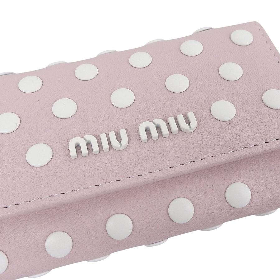 【新品未使用】MIU MIU ドットピンク キーケース miu miu（ミュウミュウ） 超美品 MIUMIU 5PG222 ドットスタッズ レザー