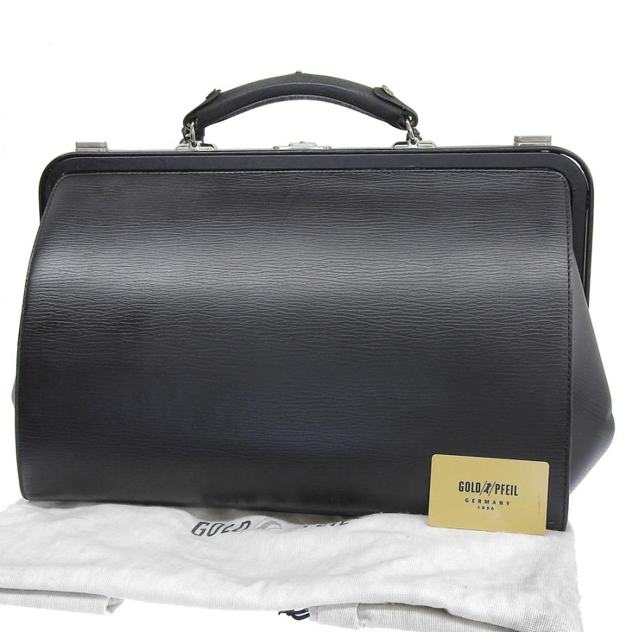 美品 ゴールドファイル GOLD PFEIL 現行 レザー ボストンバッグ ダレスバッグ 鍵付き 黒 GOLD PFEIL（ゴールドファイル） 美品 現行 レザー ボストンバッグ