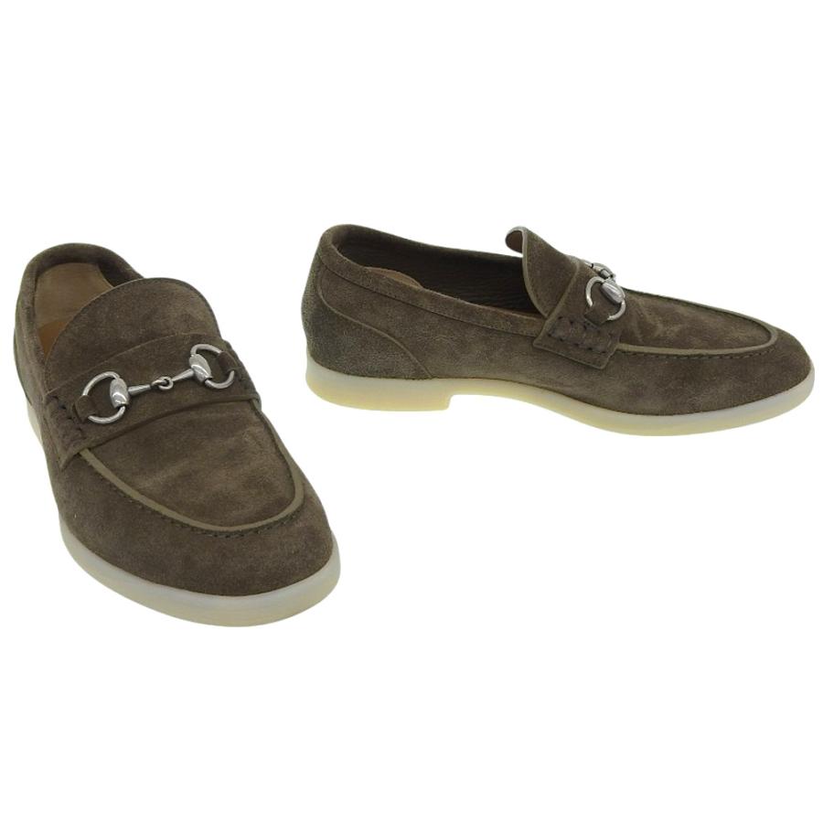 超美品 グッチ GUCCI 2024年 78674 AACVH 3306 スウェード ホースビット ローファー サイズ 5 1/2 カーキ 箱付き メンズ GUCCI（グッチ） 超美品 2024年 78674 AACVH 3306 スウェード ホース
