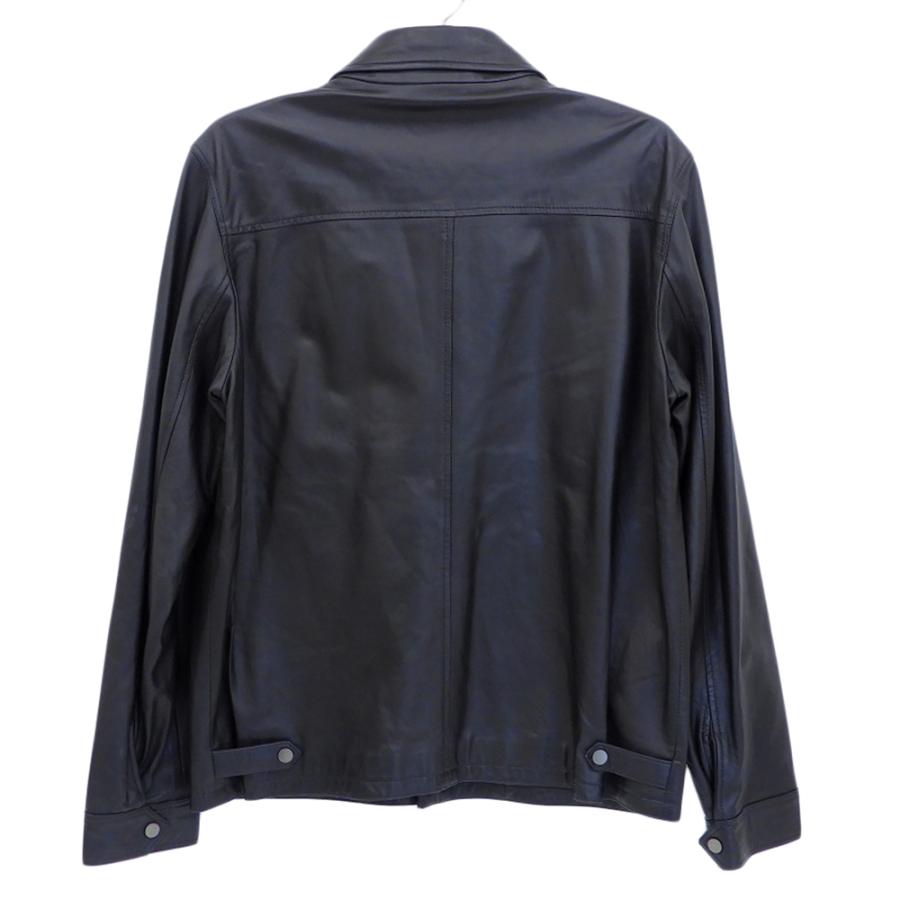 超美品 ダンヒル Dunhill 現行ロゴ ラムレザー ジャケット ブルゾン カーコート カバーオール ジャンパー 黒 メンズ M dunhill（ダンヒル） 超美品 現行ロゴ ラムレザー ジャケット ブルゾン