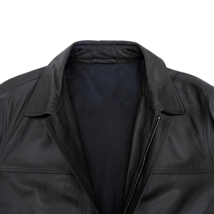 超美品 ダンヒル Dunhill 現行ロゴ ラムレザー ジャケット ブルゾン カーコート カバーオール ジャンパー 黒 メンズ M dunhill（ダンヒル） 超美品 現行ロゴ ラムレザー ジャケット ブルゾン