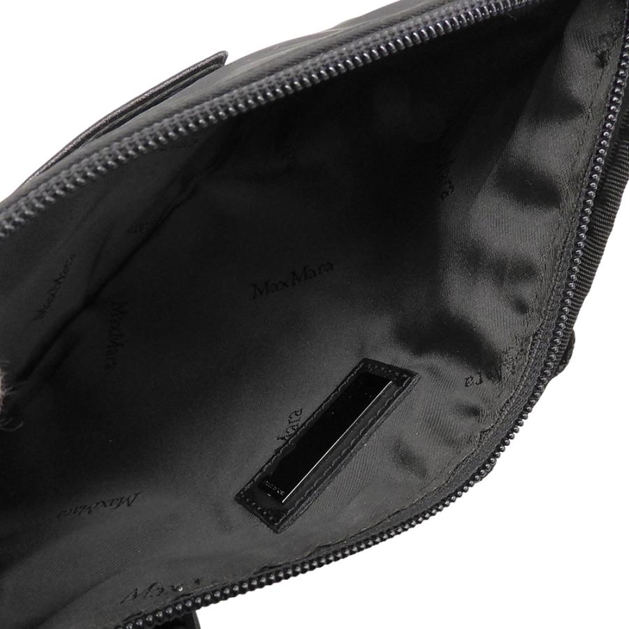 美品 マックスマーラ MAX MARA Mロゴ ナイロン レザー ポケット ウェストポーチ 薄型 ボディバッグ ブラック Max Mara（マックスマーラ） 美品 MAX MARA Mロゴ ナイロン レザー