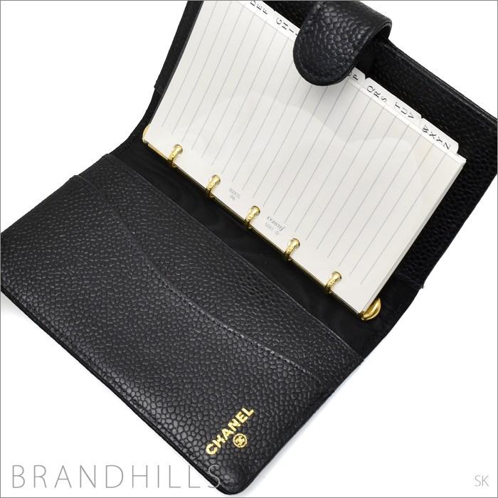 シャネル 手帳カバー ミニ レディース ブラック キャビアスキン 