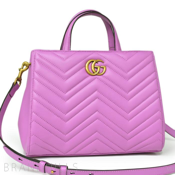 グッチ ハンドバッグ レディース GGマーモント レザー Candy Mousse ピンクパープル 2WAYバッグ 448054 GUCCI