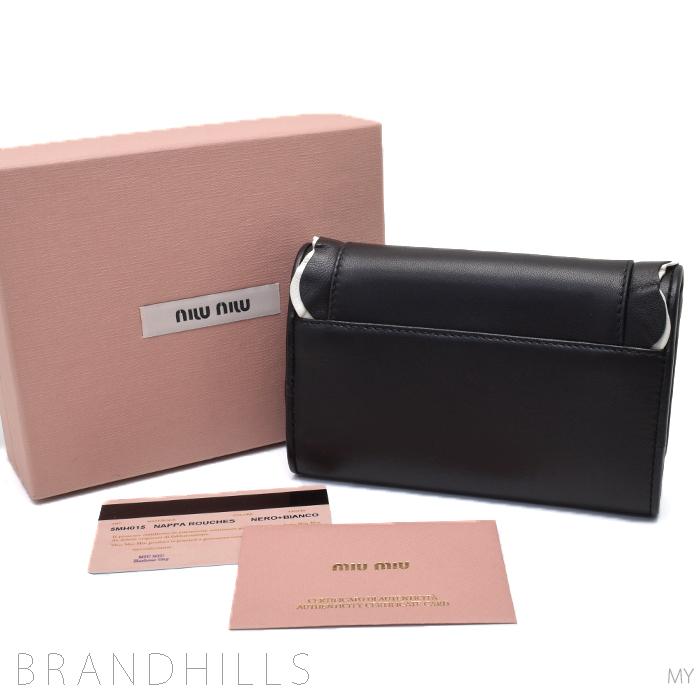 ミュウミュウ 財布 ナッパ フリル ブラック ホワイト バイカラー 3  