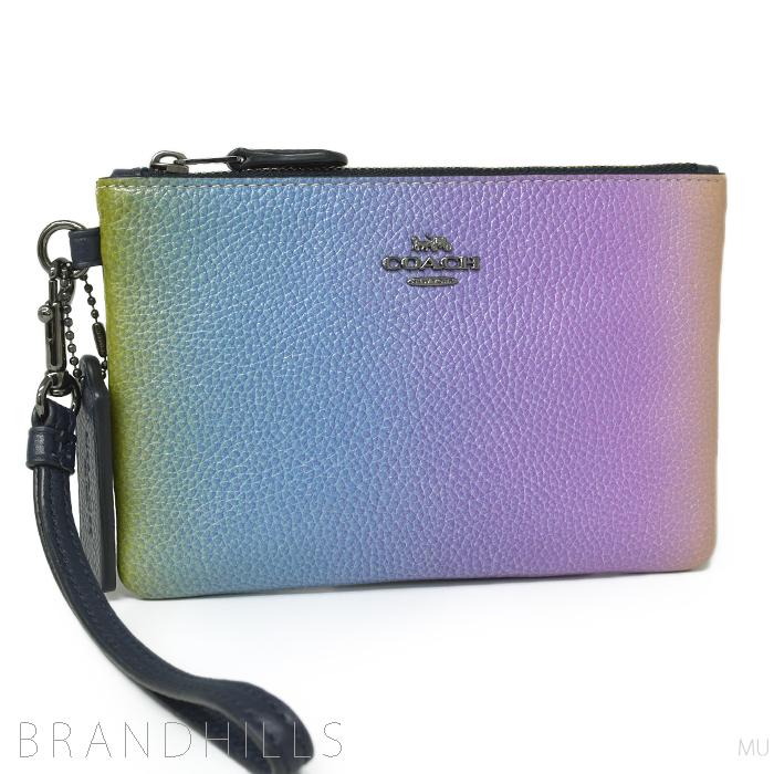COACH コーチ ポーチ レザー レインボーグラデーション リストレット 