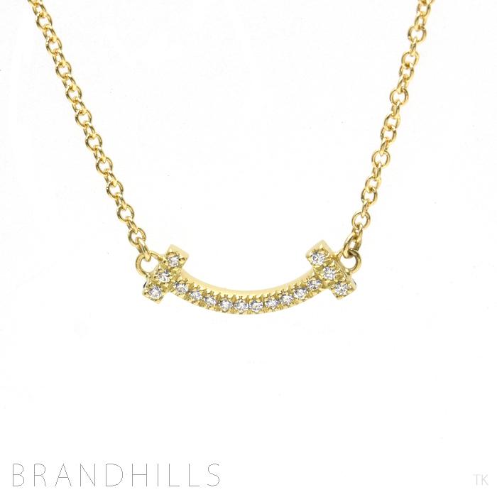 ティファニー Tスマイル ダイヤモンド ネックレス K18 750 YGイエロー  