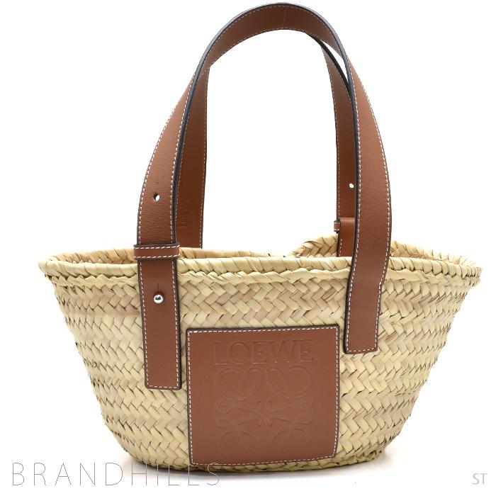 ロエベ バスケットバッグ スモール かごバッグ ナチュラル ラフィア ブラウン 327 02 S93 Loewe 極美品 18 237 90 140 Nip Io
