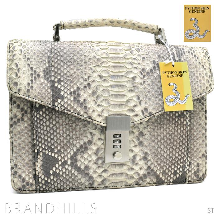 パイソン セカンドバッグ メンズ マット加工 ナチュラル ダイヤル  