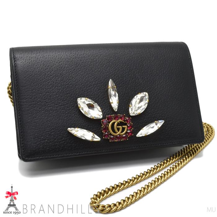 GUCCI グッチ チェーンウォレット レディース GGマーモント クリスタル 